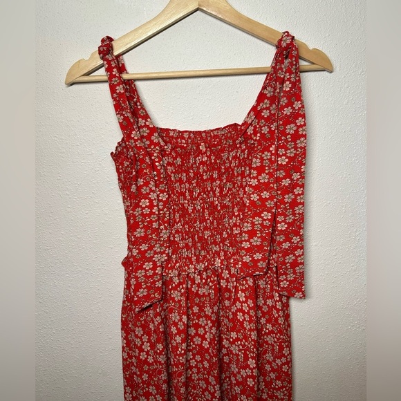 Max Studio Womens Floral Smocked Sleeveless Maxi Dress Red Nordstrom XS - Picture 4 of 8